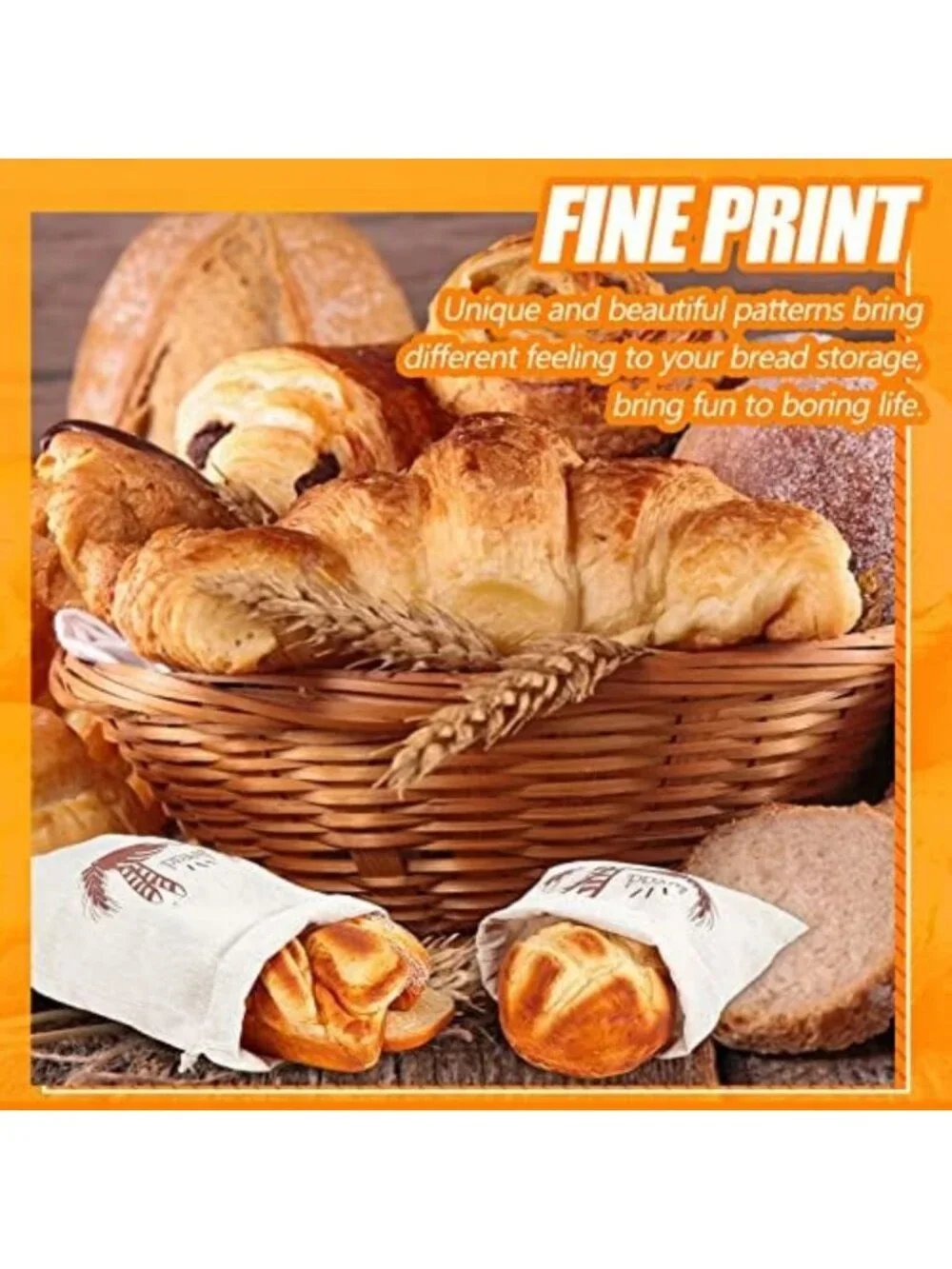 20 Pcs Reusable Linen Bread Bags - 2 Sizes for Homemade Baking & Food Storage